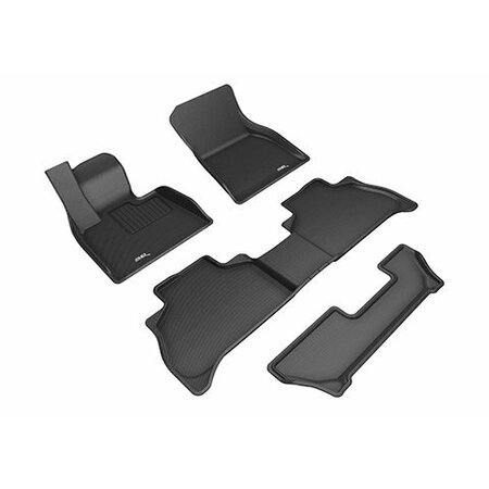 3D MATS USA Custom Fit, Raised Edge, Black, Thermoplastic Rubber Of Carbon Fiber Texture, 4 Piece L1BM10701509
